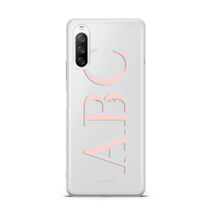 Personalised Pink Blue Side Initials Clear Sony Xperia 10 III Case