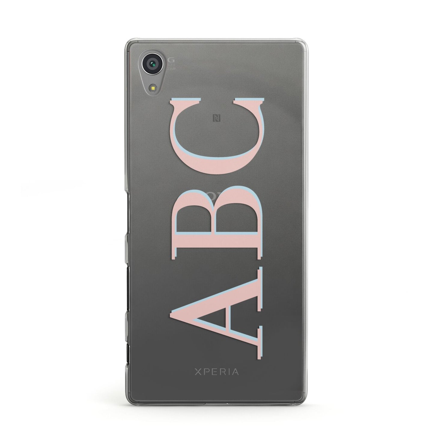 Personalised Pink Blue Side Initials Clear Sony Xperia Case