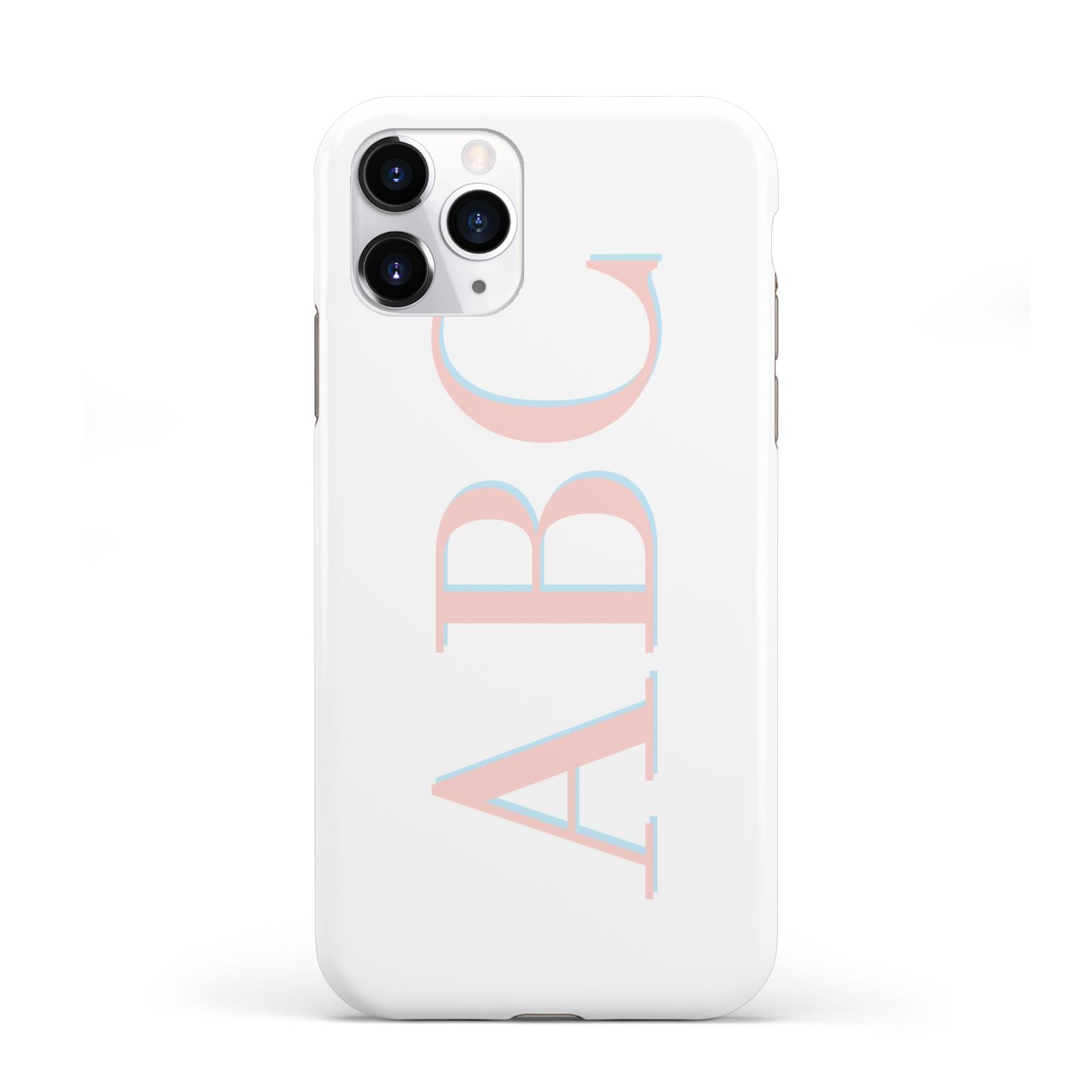 Personalised Pink Blue Side Initials Clear iPhone 11 Pro 3D Tough Case