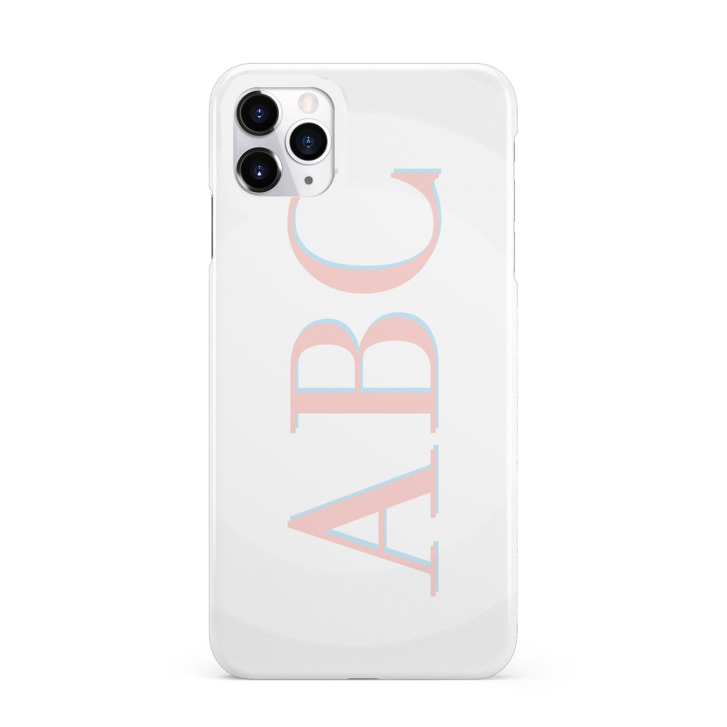 Personalised Pink Blue Side Initials Clear iPhone 11 Pro Max 3D Snap Case