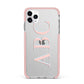 Personalised Pink Blue Side Initials Clear iPhone 11 Pro Max Impact Pink Edge Case