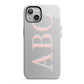 Personalised Pink Blue Side Initials Clear iPhone 13 Full Wrap 3D Tough Case