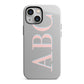 Personalised Pink Blue Side Initials Clear iPhone 13 Mini Full Wrap 3D Tough Case