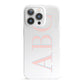 Personalised Pink Blue Side Initials Clear iPhone 13 Pro Full Wrap 3D Snap Case