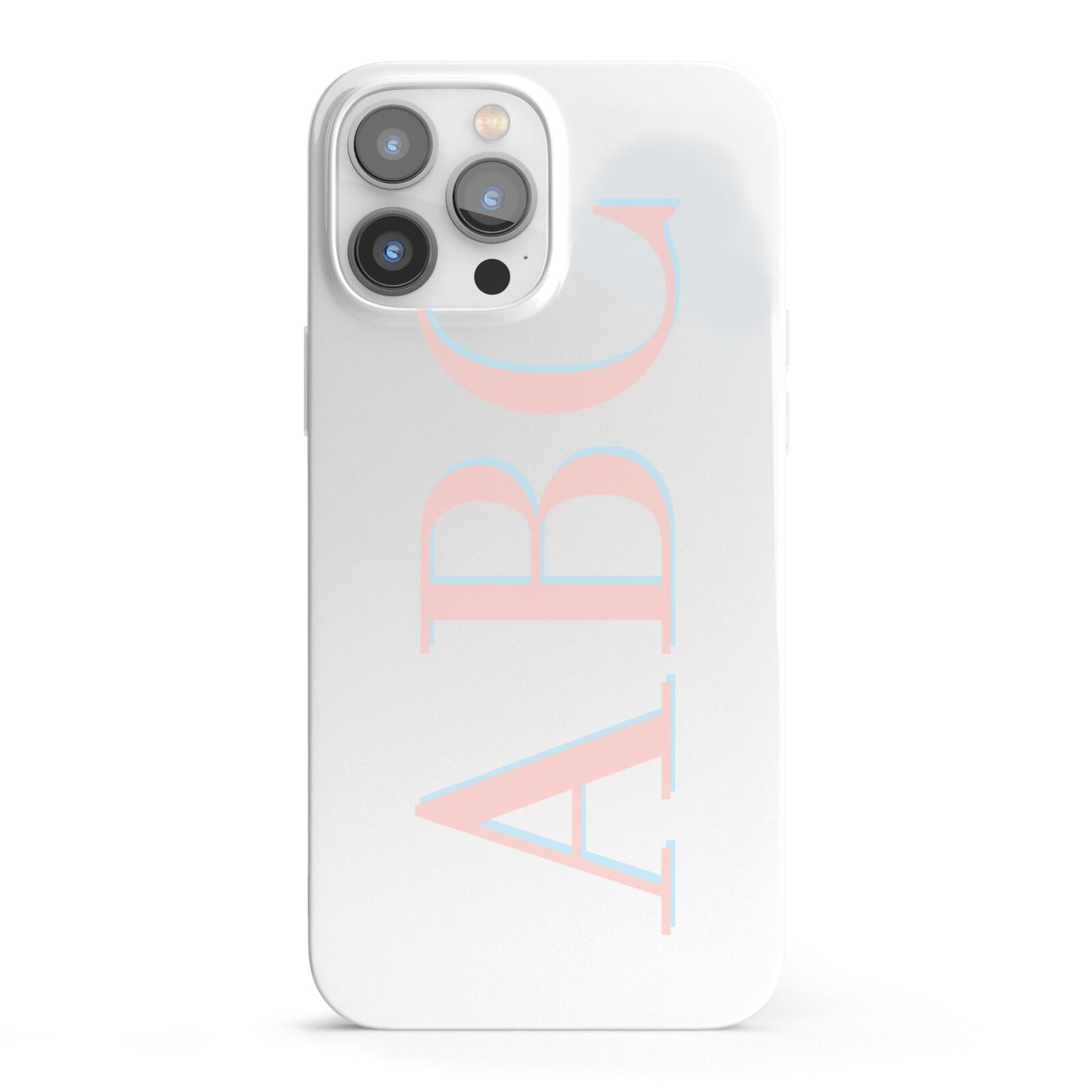 Personalised Pink Blue Side Initials Clear iPhone 13 Pro Max Full Wrap 3D Snap Case