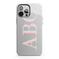 Personalised Pink Blue Side Initials Clear iPhone 13 Pro Max Full Wrap 3D Tough Case