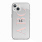 Personalised Pink Blue Side Initials Clear iPhone 13 TPU Impact Case with White Edges