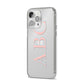 Personalised Pink Blue Side Initials Clear iPhone 14 Pro Max Clear Tough Case Silver Angled Image
