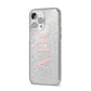 Personalised Pink Blue Side Initials Clear iPhone 14 Pro Max Glitter Tough Case Silver Angled Image