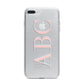 Personalised Pink Blue Side Initials Clear iPhone 7 Plus Bumper Case on Silver iPhone