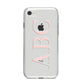 Personalised Pink Blue Side Initials Clear iPhone 8 Bumper Case on Silver iPhone