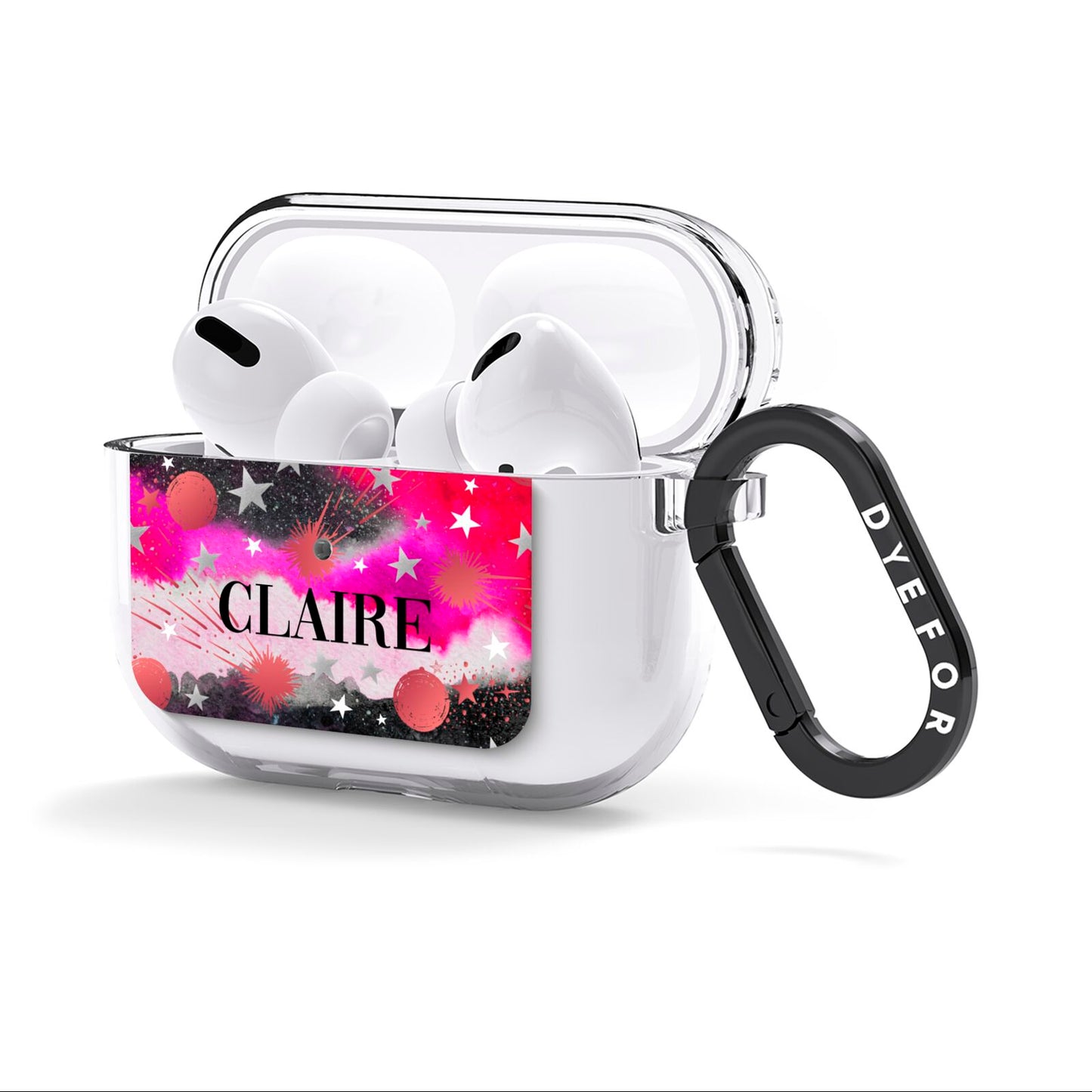 Personalised Pink Celestial AirPods Clear Case 3rd Gen Side Image