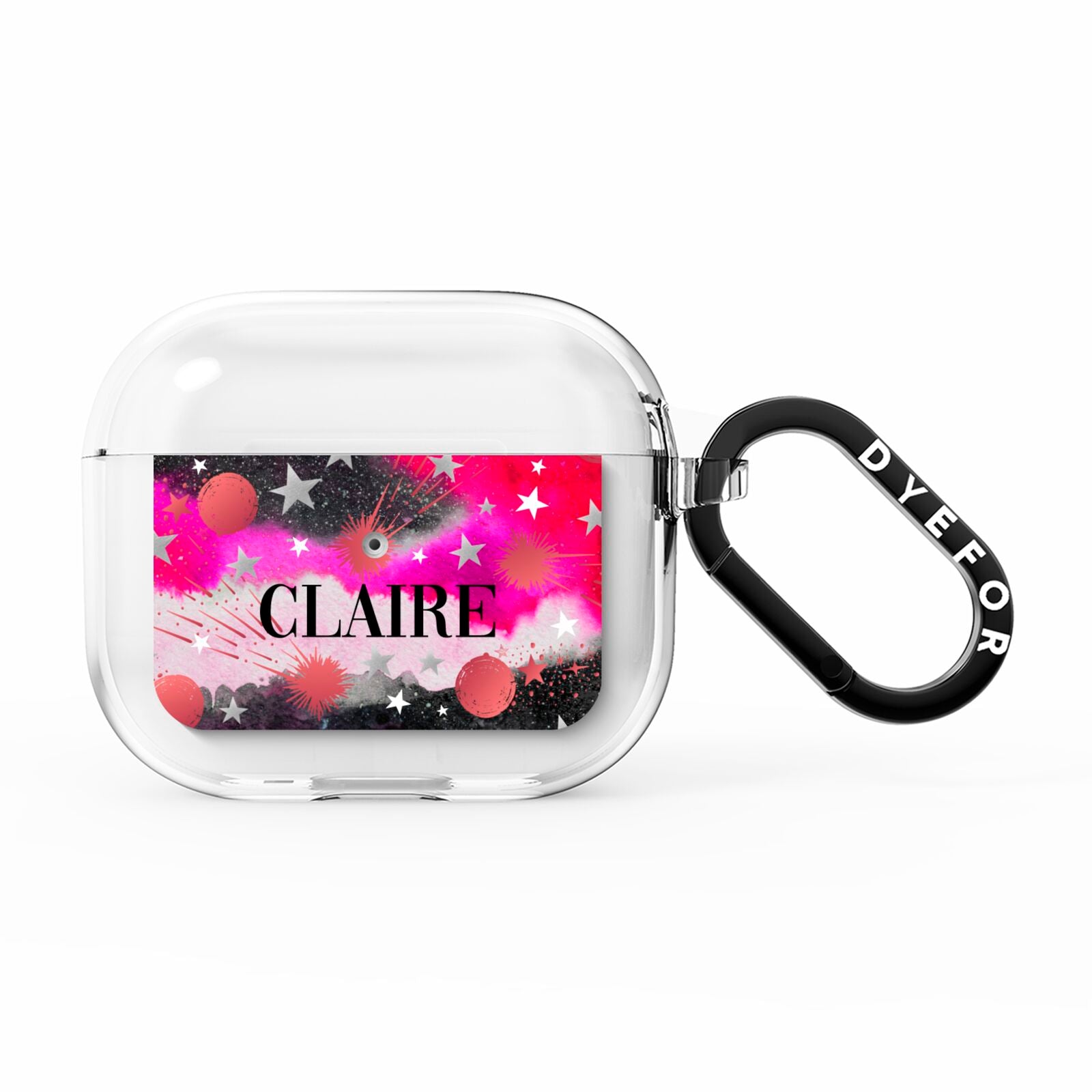Personalised Pink Celestial AirPods Clear Case 3rd Gen