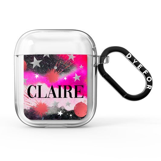 Personalised Pink Celestial AirPods Clear Case