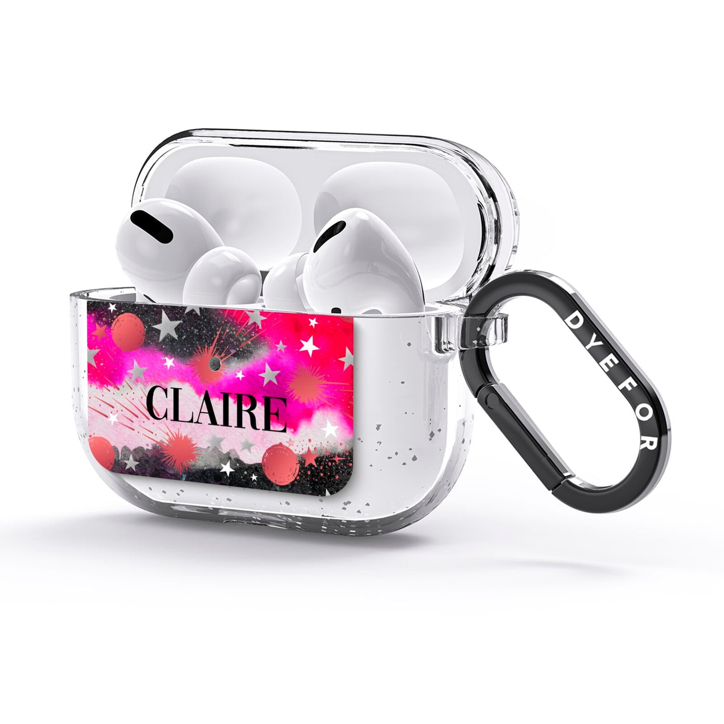 Personalised Pink Celestial AirPods Glitter Case 3rd Gen Side Image