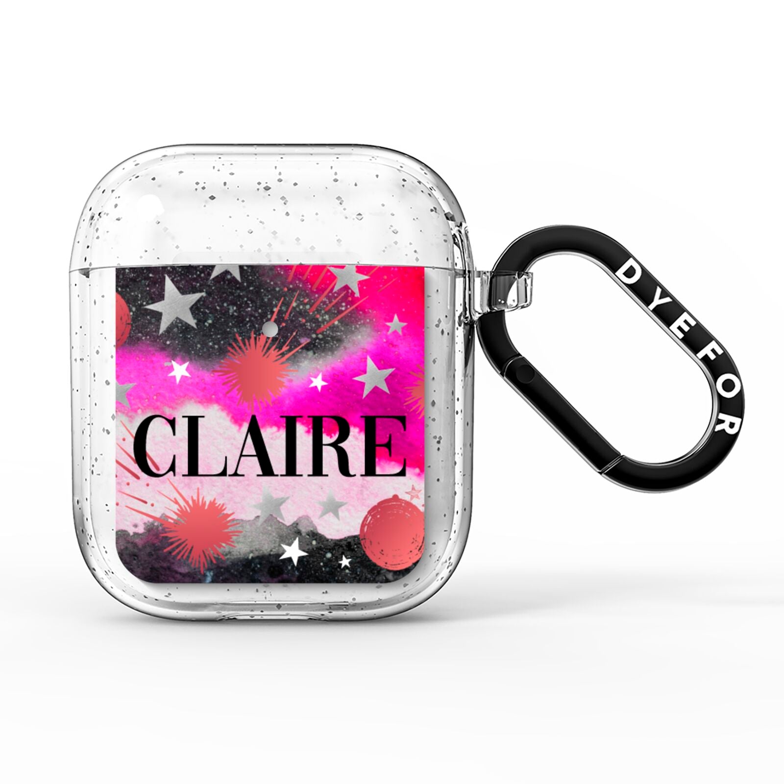 Personalised Pink Celestial AirPods Glitter Case