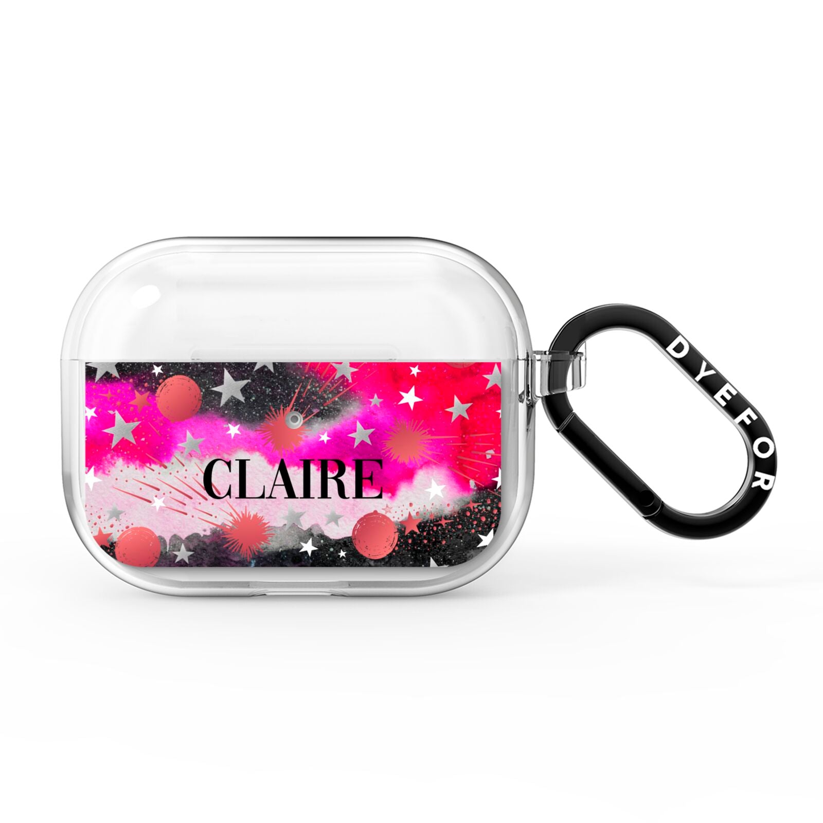 Personalised Pink Celestial AirPods Pro Clear Case