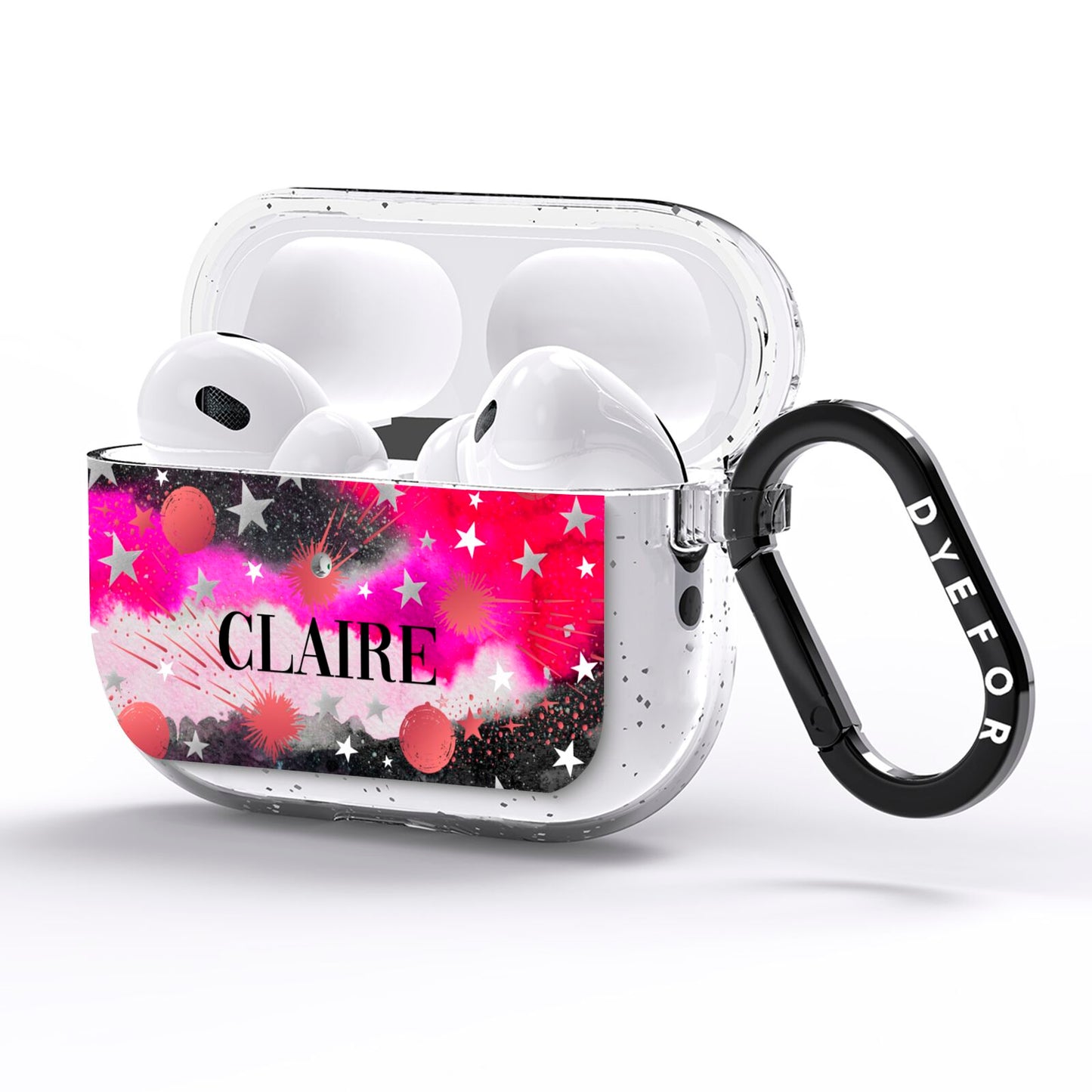 Personalised Pink Celestial AirPods Pro Glitter Case Side Image