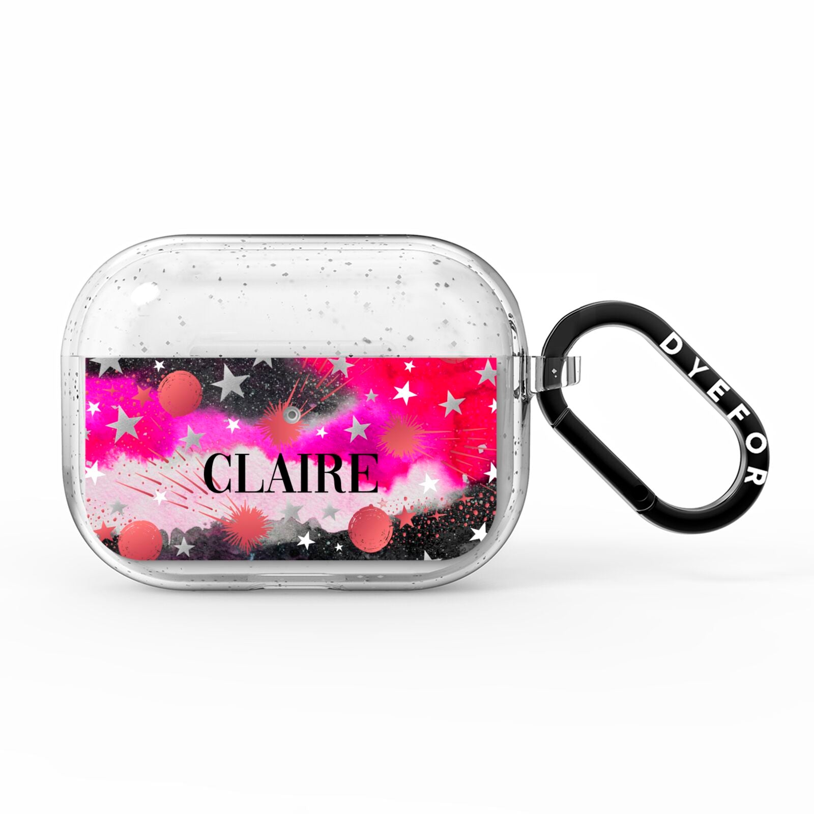 Personalised Pink Celestial AirPods Pro Glitter Case