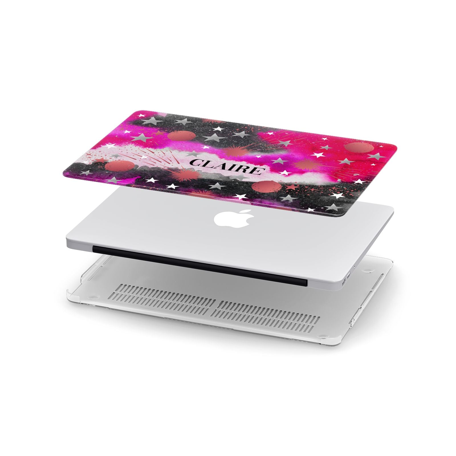 Pink Personalised Macbook Air Case Retro Flowers Personalized Name