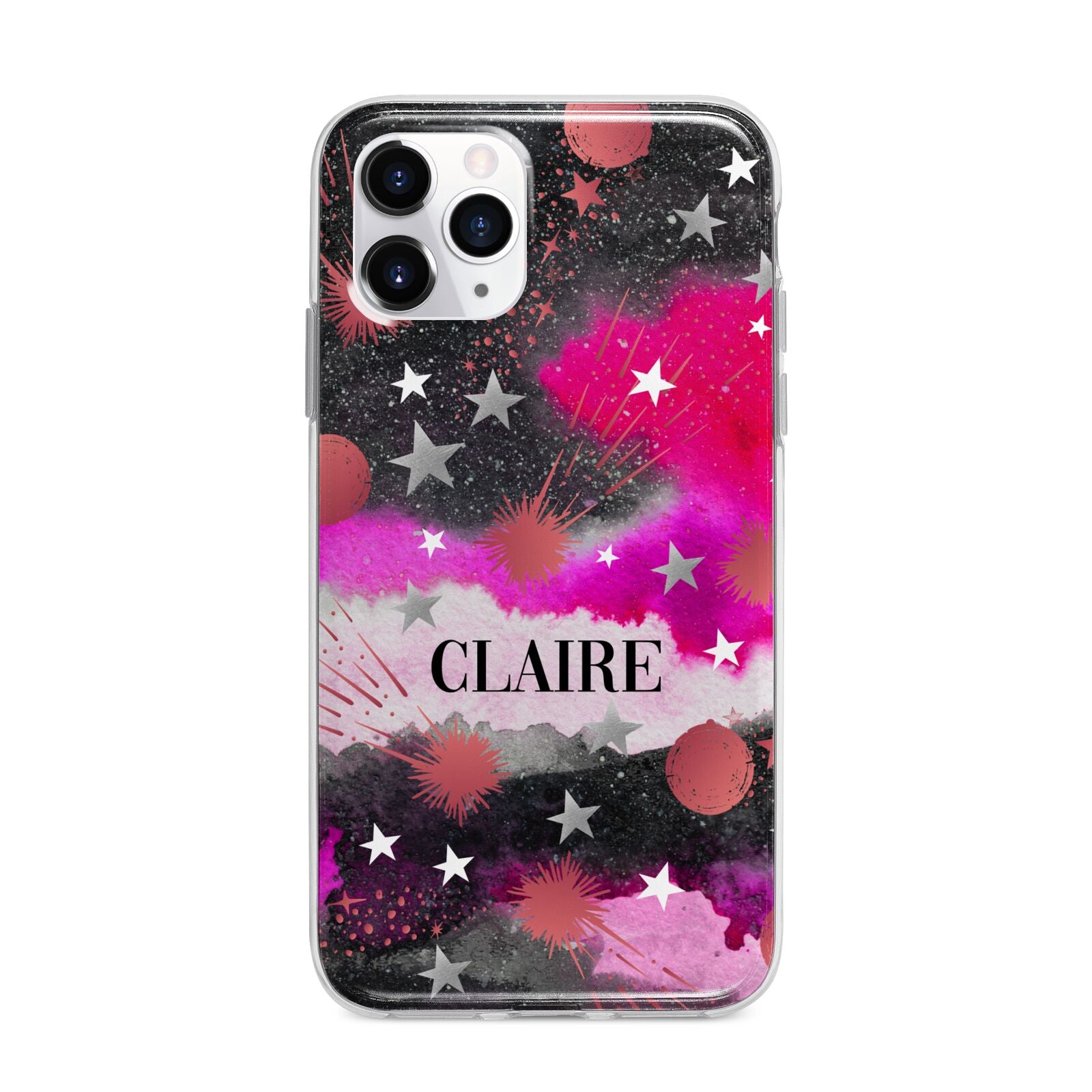Personalised Pink Celestial Apple iPhone 11 Pro Max in Silver with Bumper Case