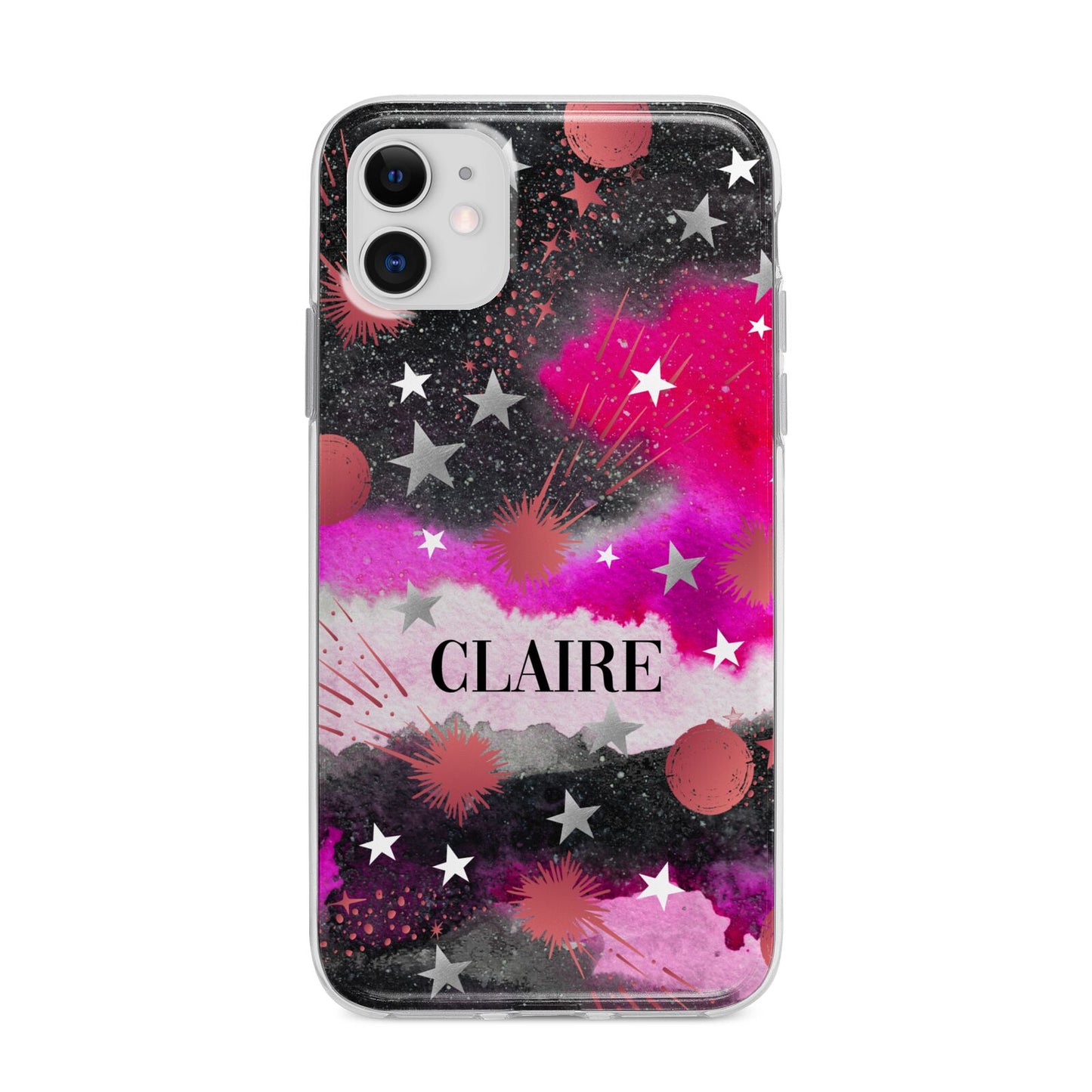 Personalised Pink Celestial Apple iPhone 11 in White with Bumper Case