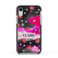 Personalised Pink Celestial Apple iPhone XR Impact Case Black Edge on Silver Phone