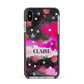 Personalised Pink Celestial Apple iPhone Xs Max Impact Case Black Edge on Silver Phone