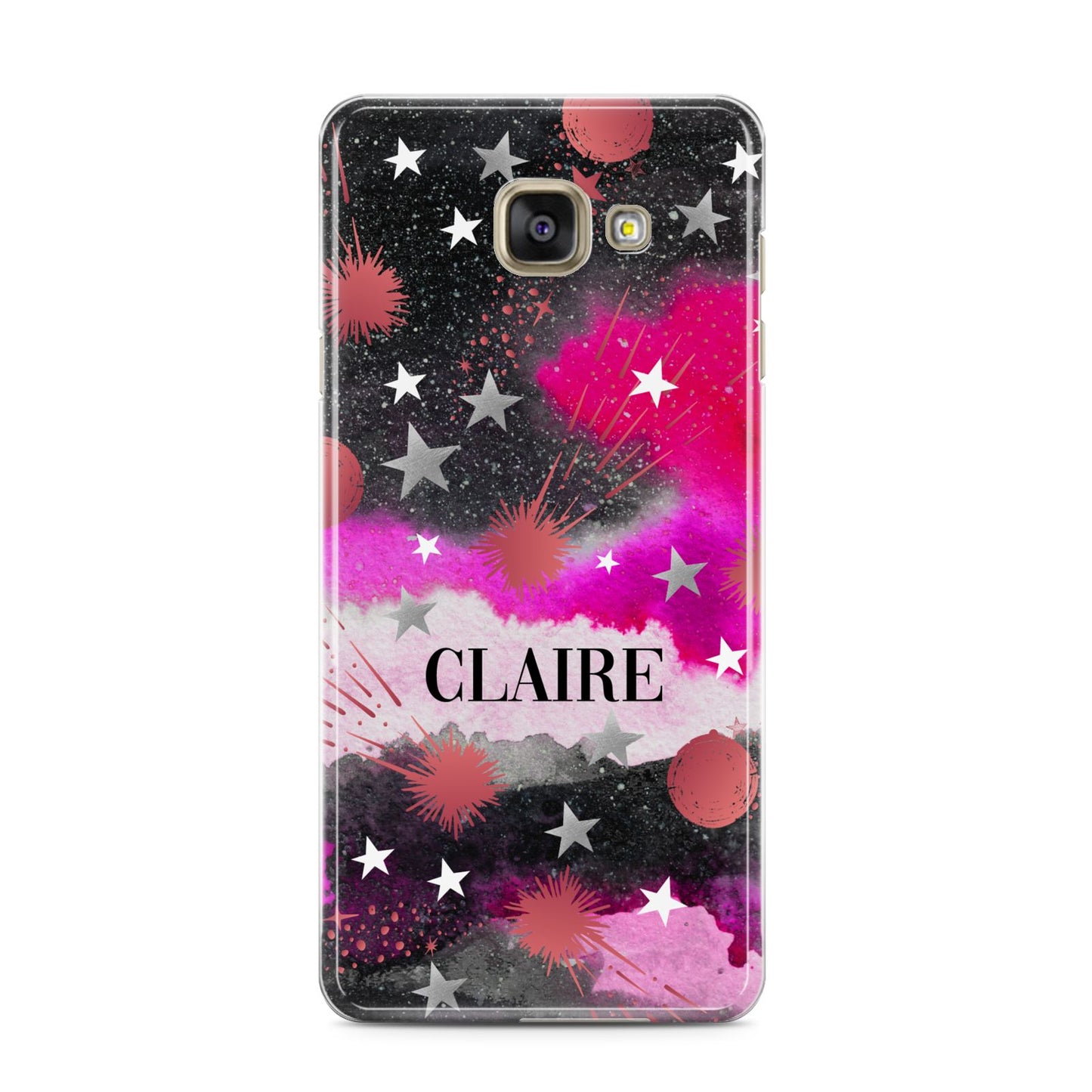 Personalised Pink Celestial Samsung Galaxy A3 2016 Case on gold phone