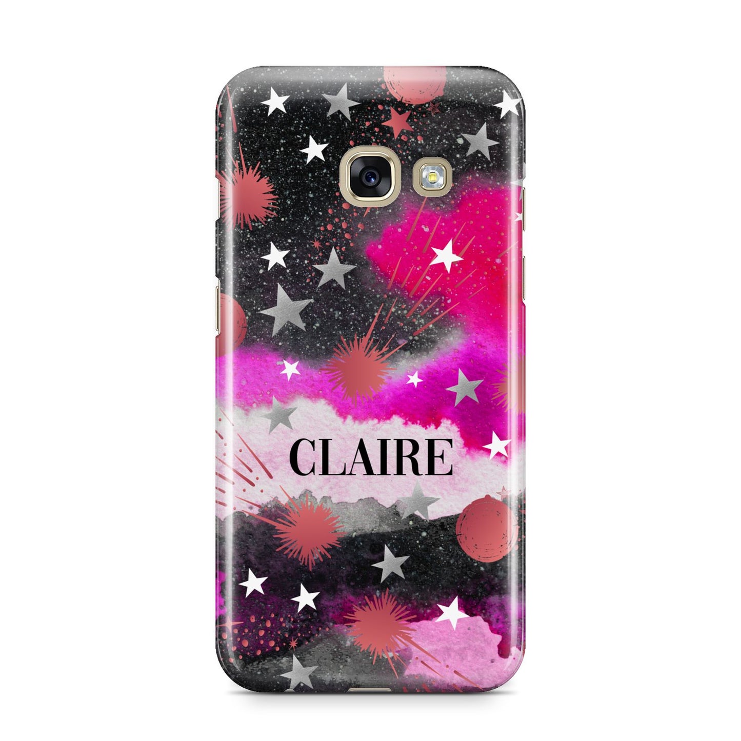 Personalised Pink Celestial Samsung Galaxy A3 2017 Case on gold phone