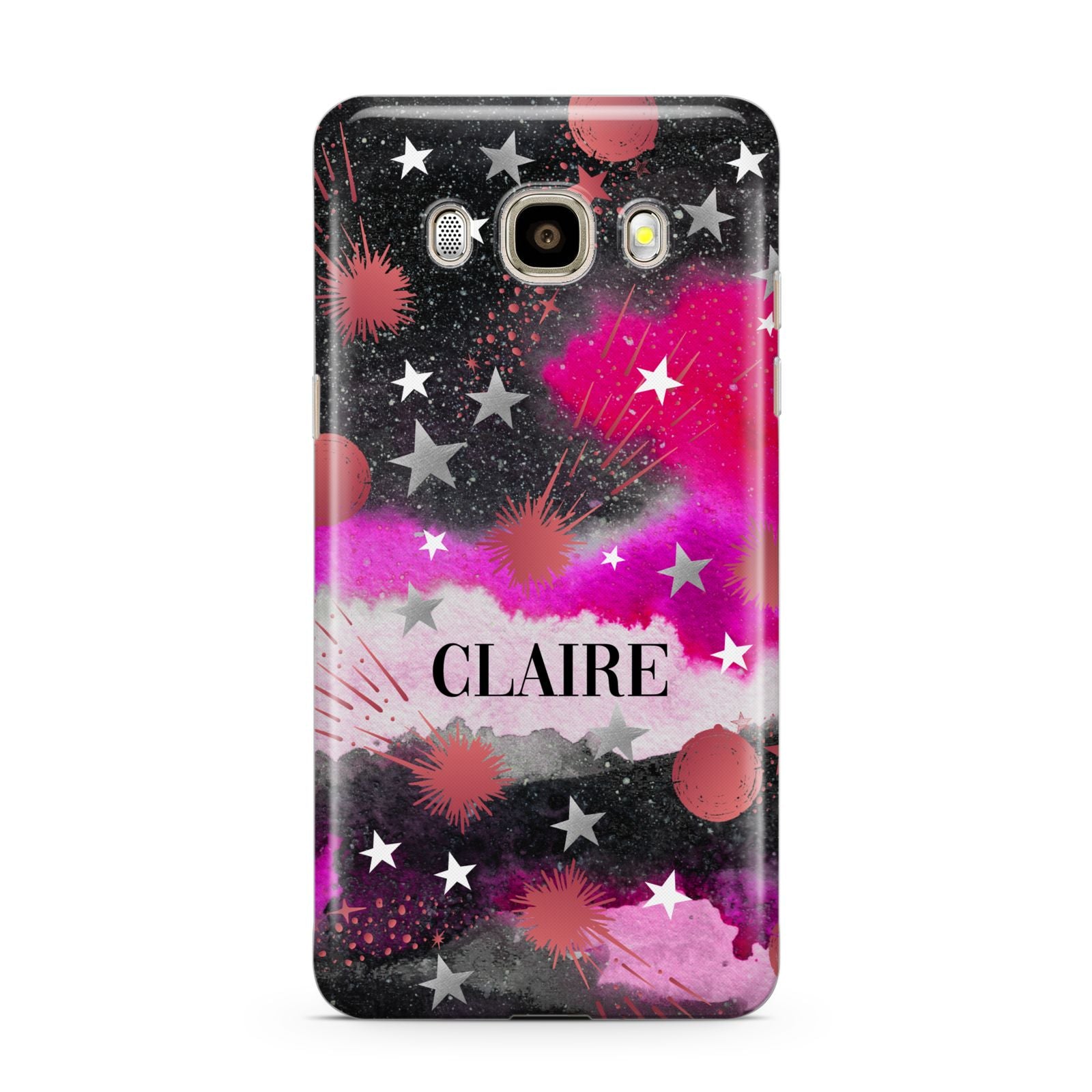 Personalised Pink Celestial Samsung Galaxy J7 2016 Case on gold phone