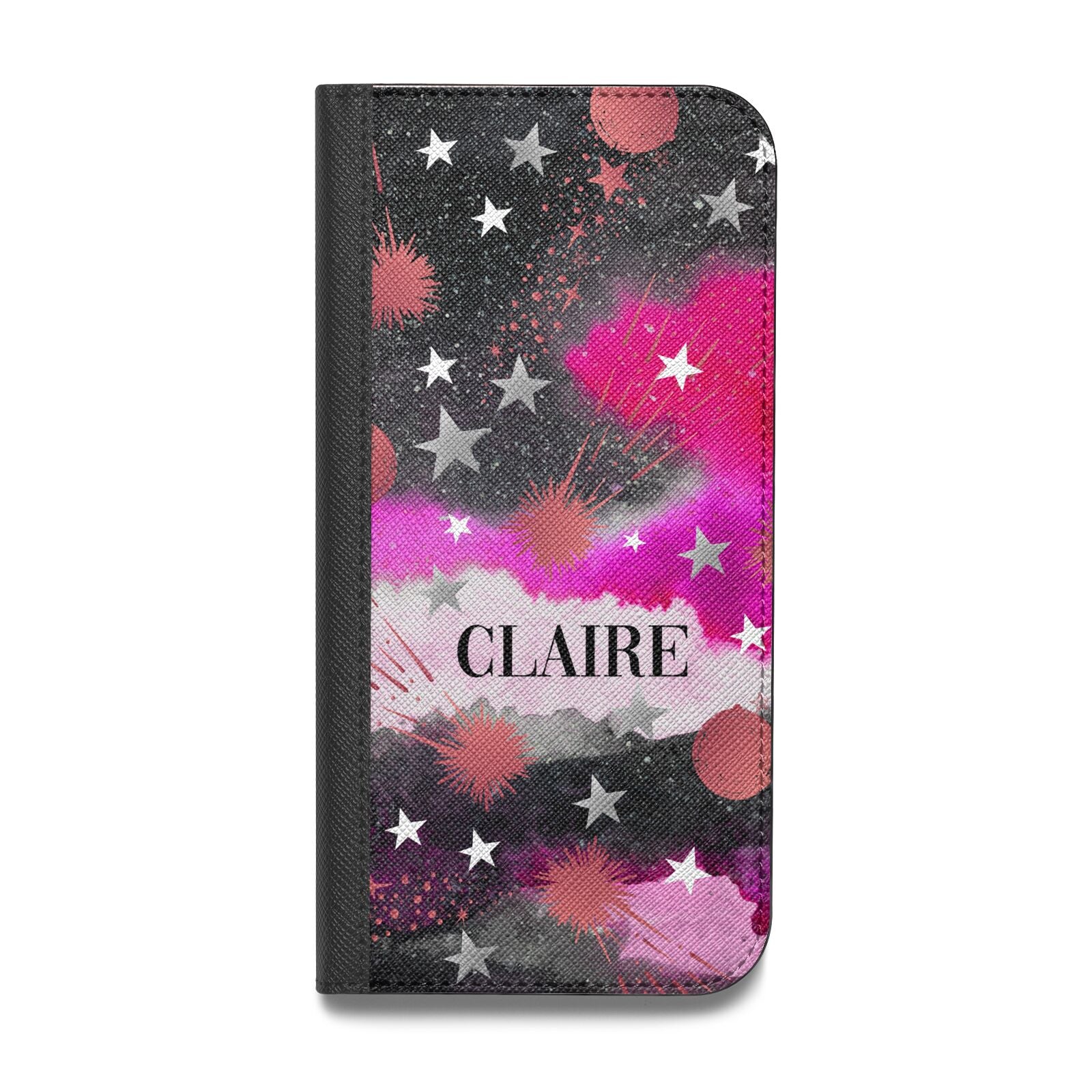 Personalised Pink Celestial Vegan Leather Flip Samsung Case