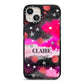 Personalised Pink Celestial iPhone 13 Black Impact Case on Silver phone