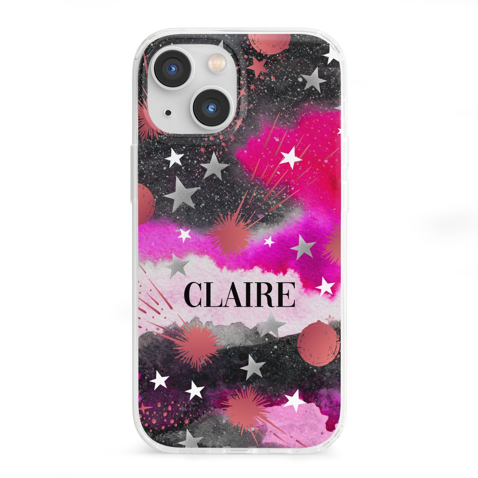 Personalised Pink Celestial iPhone 13 Mini Clear Bumper Case