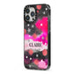 Personalised Pink Celestial iPhone 13 Pro Max Black Impact Case Side Angle on Silver phone