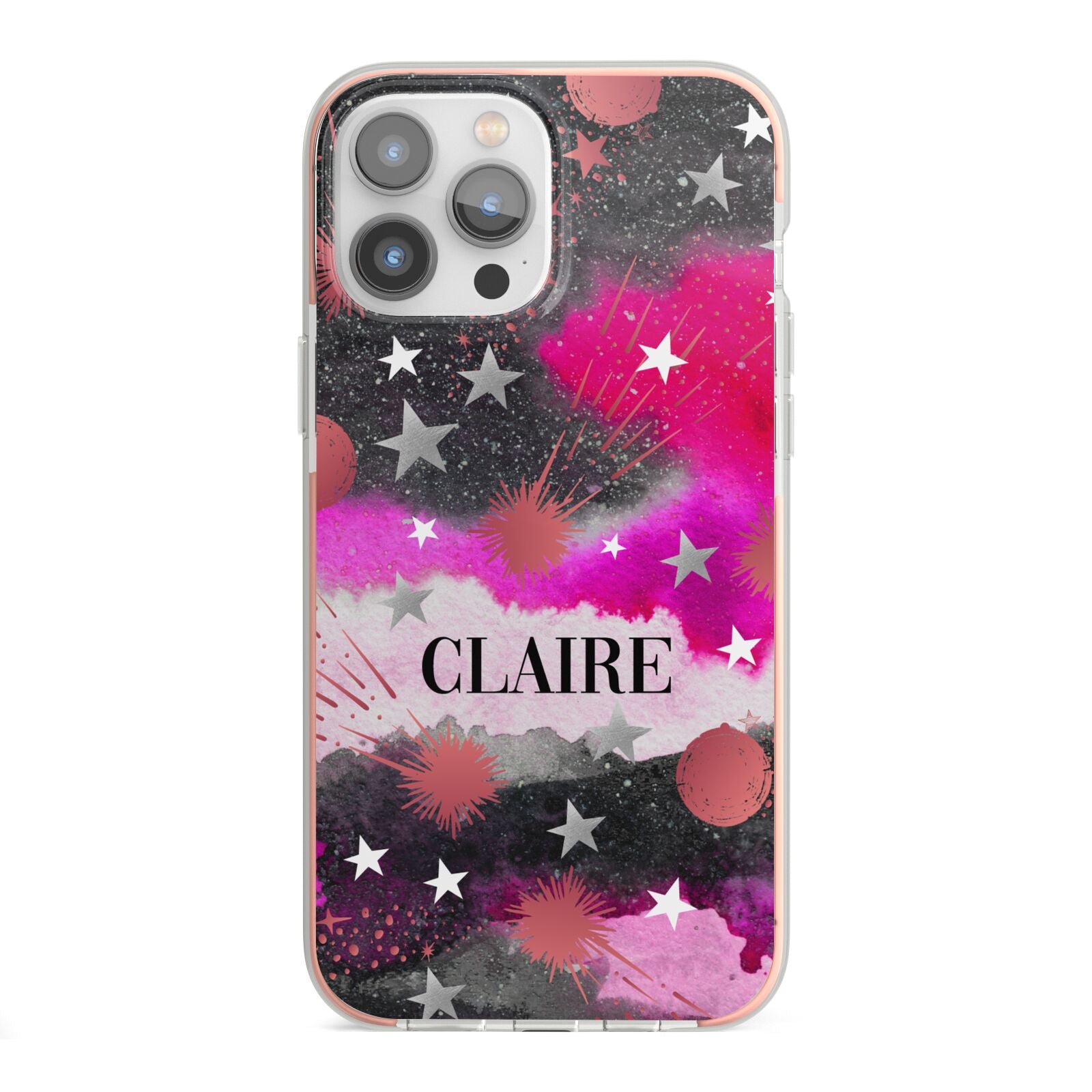 Personalised Pink Celestial iPhone 13 Pro Max TPU Impact Case with Pink Edges