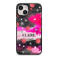 Personalised Pink Celestial iPhone 14 Black Impact Case on Silver phone
