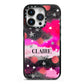 Personalised Pink Celestial iPhone 14 Pro Black Impact Case on Silver phone