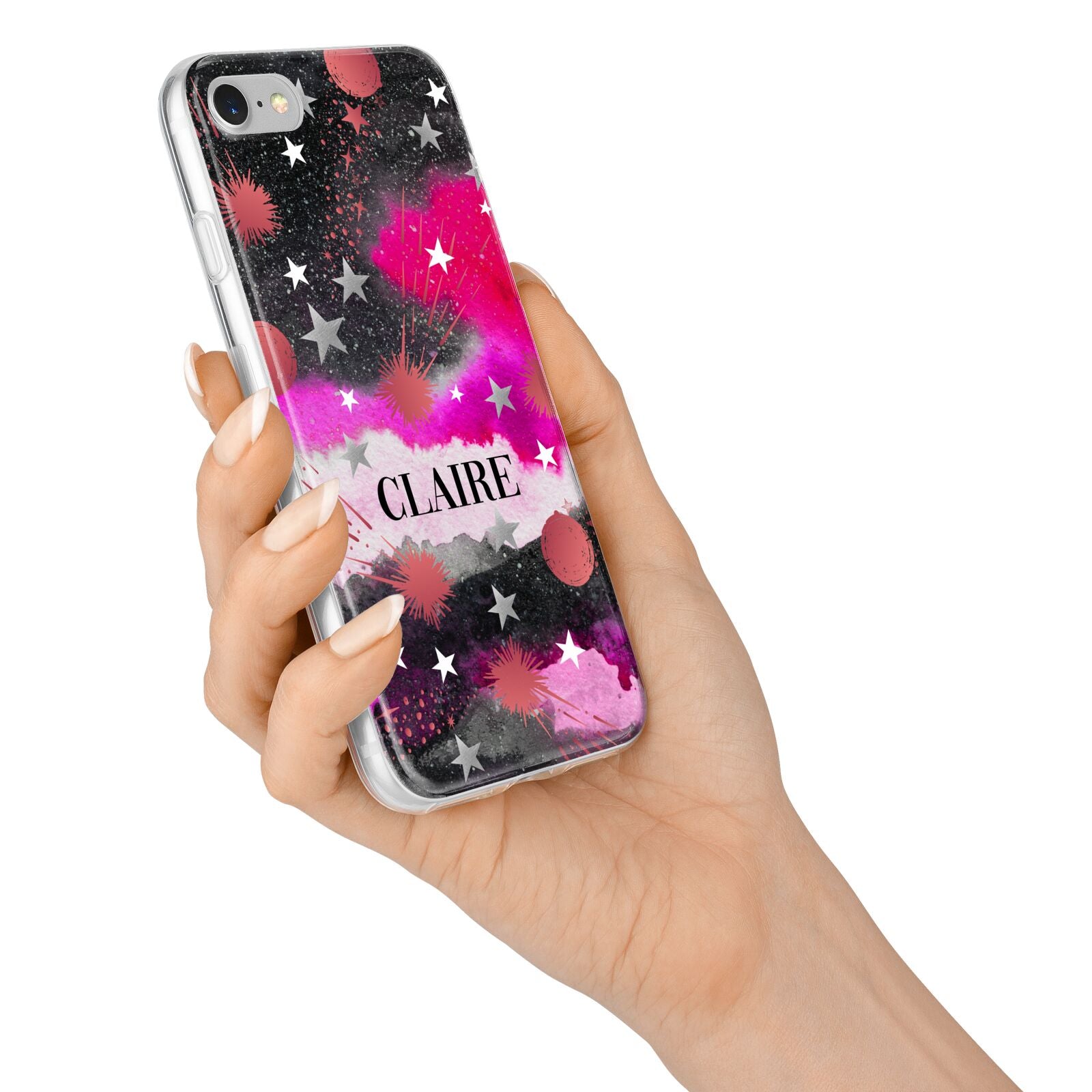 Personalised Pink Celestial iPhone 7 Bumper Case on Silver iPhone Alternative Image