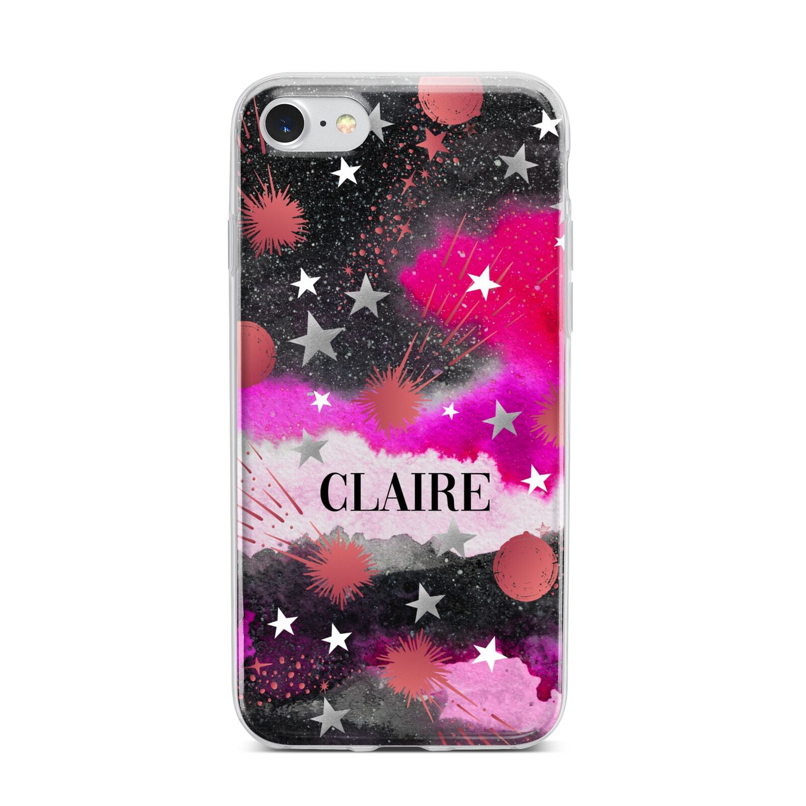 Personalised Pink Celestial iPhone 7 Bumper Case on Silver iPhone