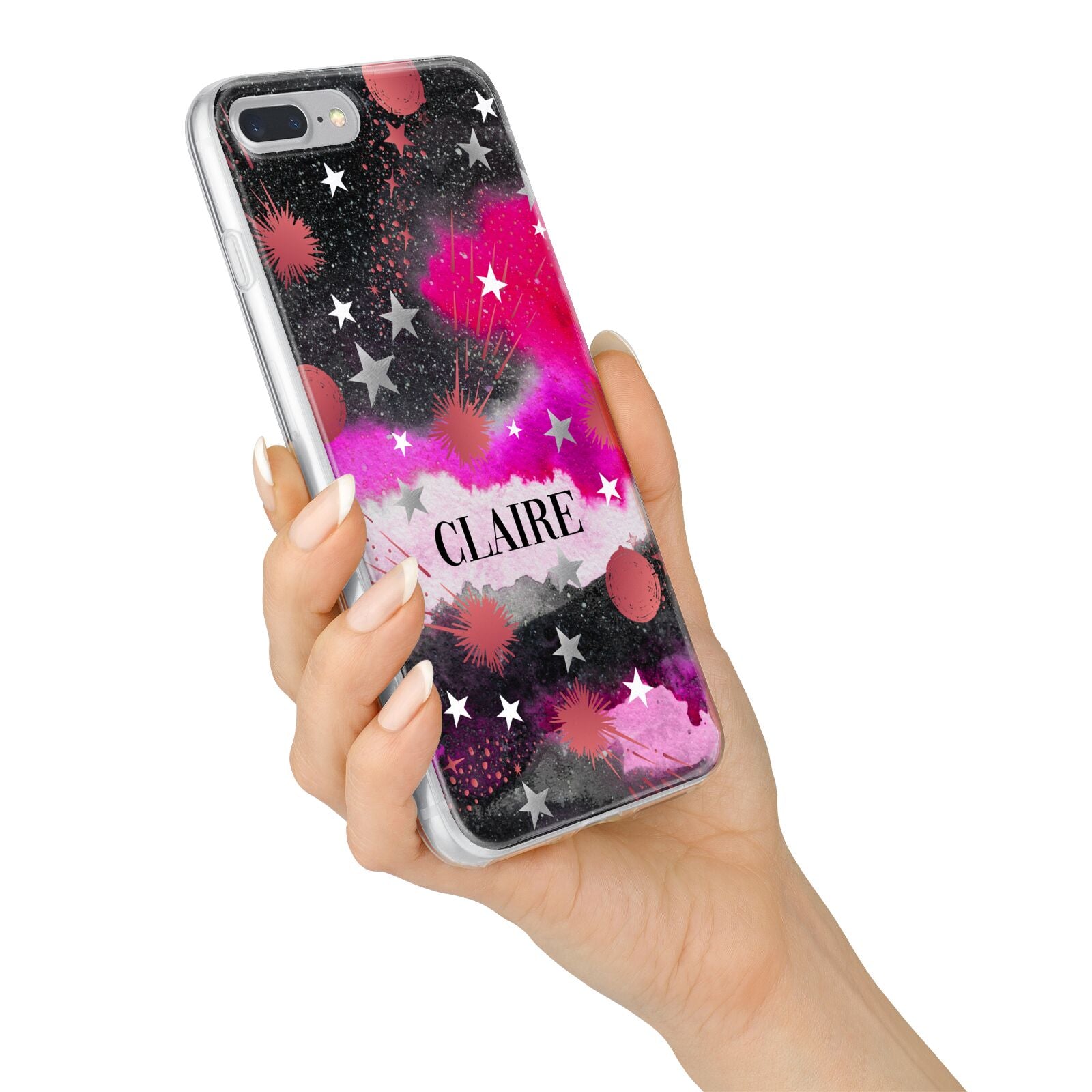 Personalised Pink Celestial iPhone 7 Plus Bumper Case on Silver iPhone Alternative Image