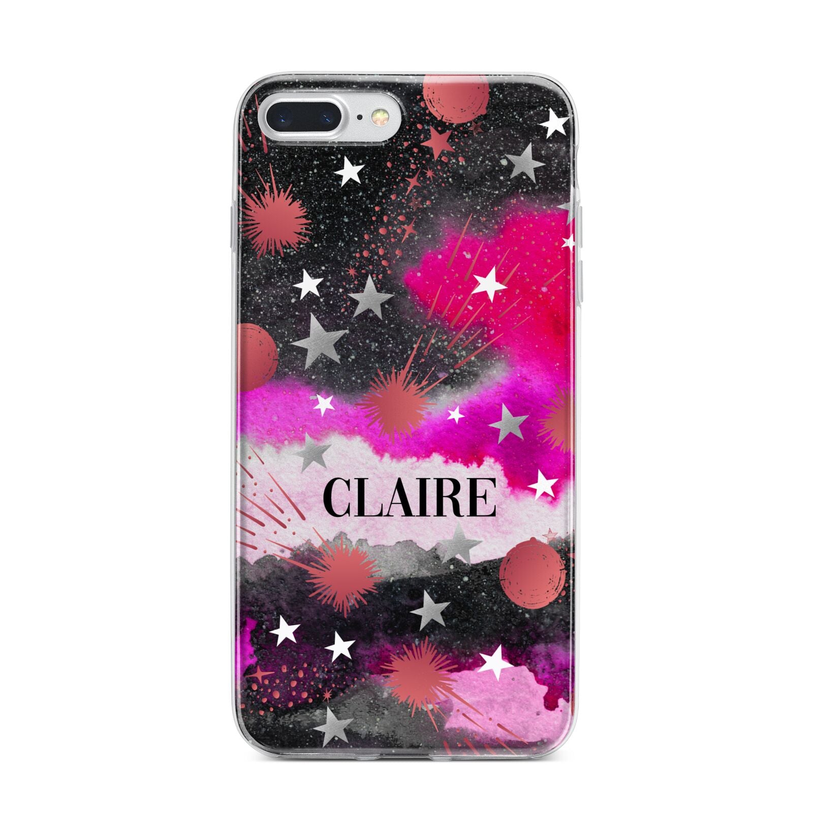 Personalised Pink Celestial iPhone 7 Plus Bumper Case on Silver iPhone