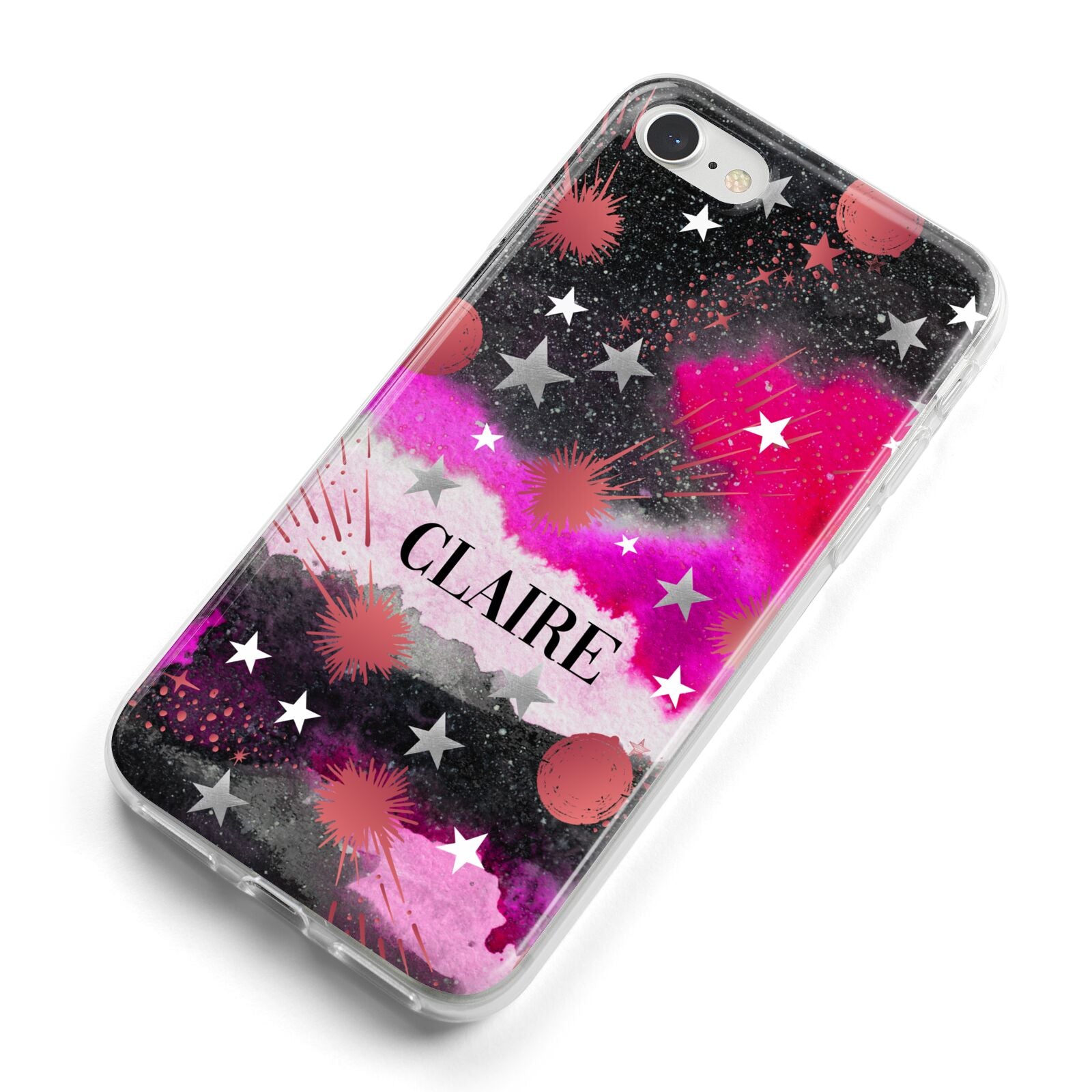 Personalised Pink Celestial iPhone 8 Bumper Case on Silver iPhone Alternative Image