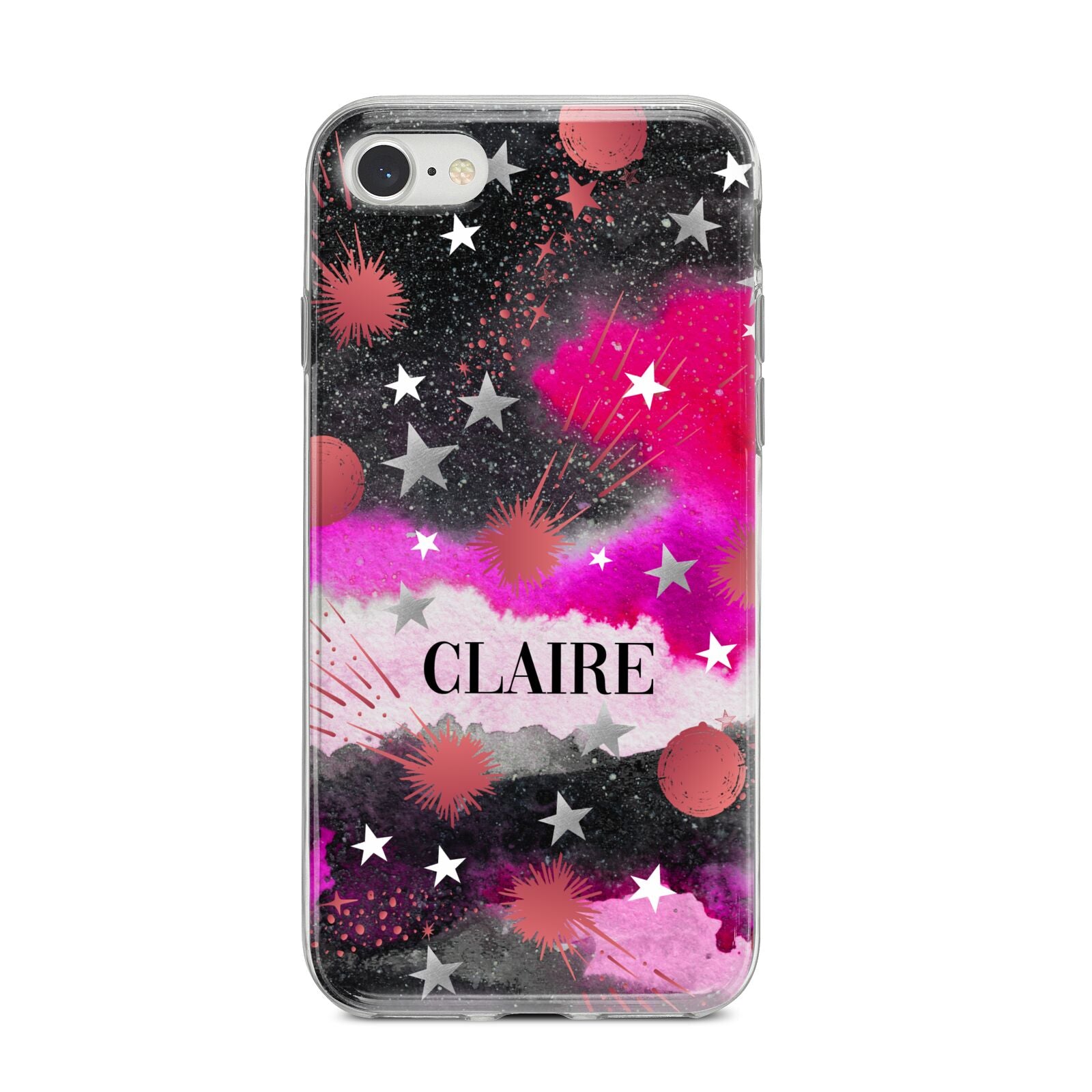 Personalised Pink Celestial iPhone 8 Bumper Case on Silver iPhone