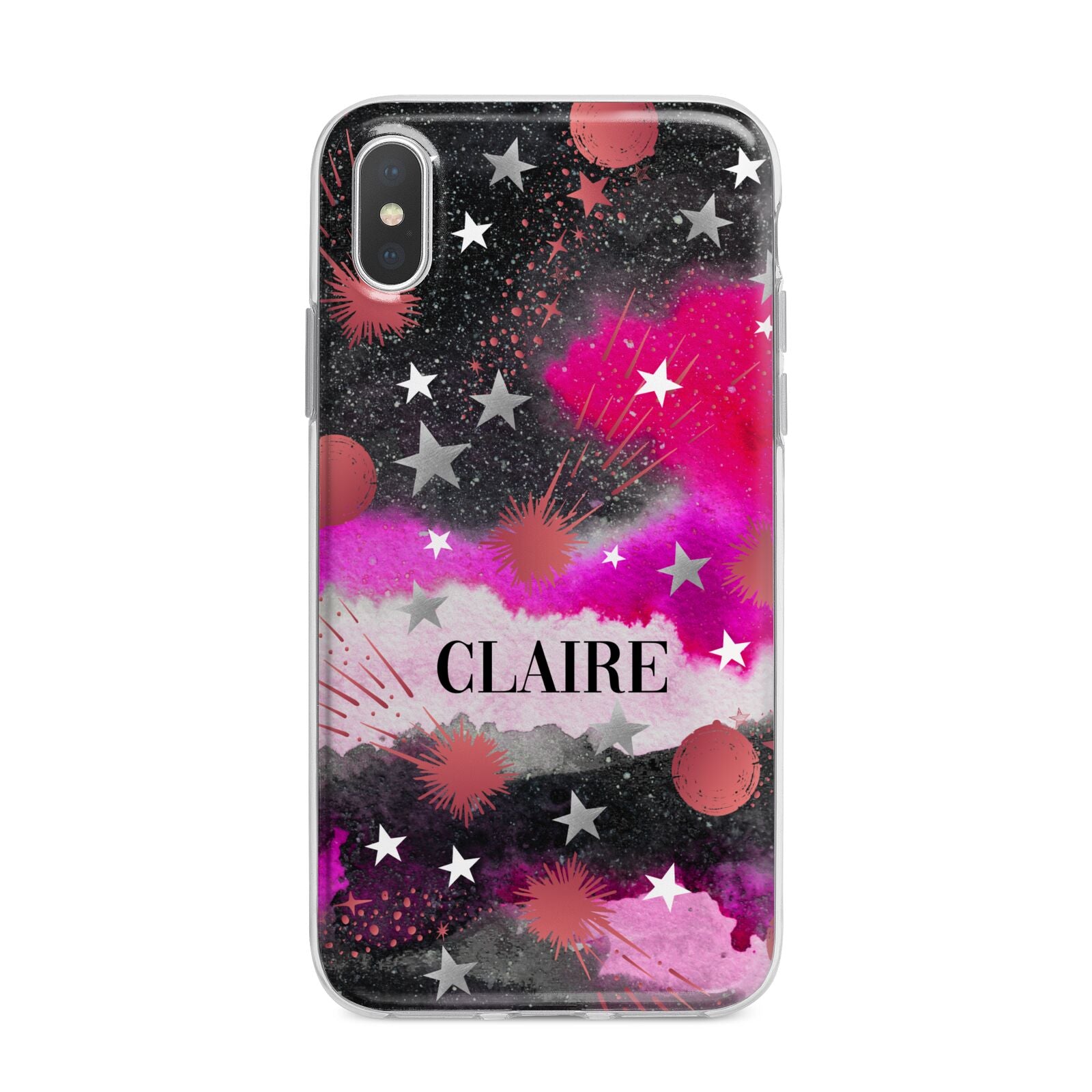 Personalised Pink Celestial iPhone X Bumper Case on Silver iPhone Alternative Image 1