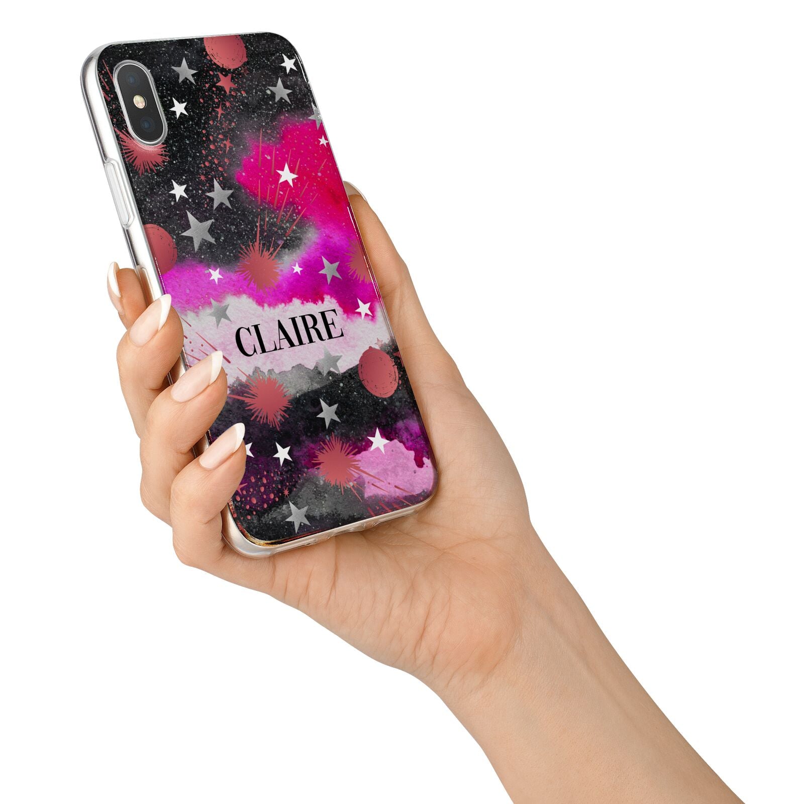 Personalised Pink Celestial iPhone X Bumper Case on Silver iPhone Alternative Image 2