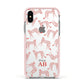 Personalised Pink Cheetah Apple iPhone Xs Impact Case Pink Edge on Silver Phone