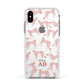 Personalised Pink Cheetah Apple iPhone Xs Impact Case White Edge on Silver Phone