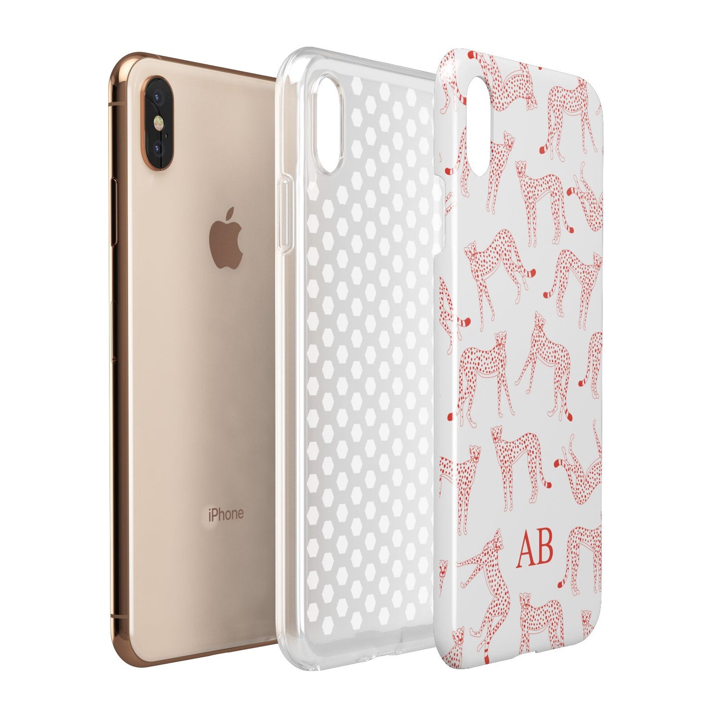 Personalised Pink Cheetah Apple iPhone Xs Max 3D Tough Case Expanded View