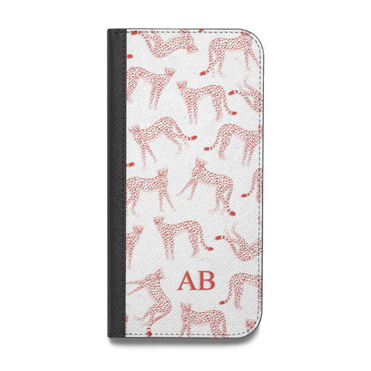 Personalised Pink Cheetah Vegan Leather Flip Samsung Case